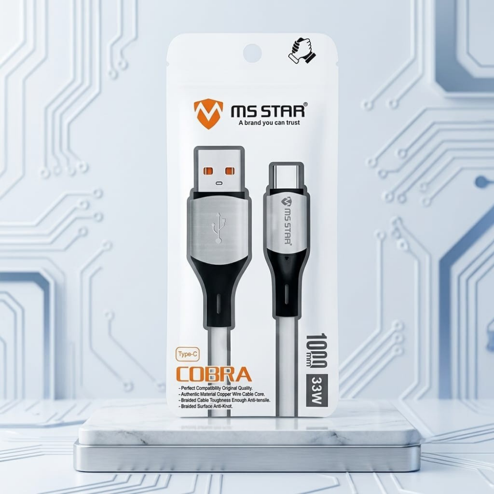 MS STAR Cobra 33W Fast Charging Type-C Braided USB Cable (1000 mm)