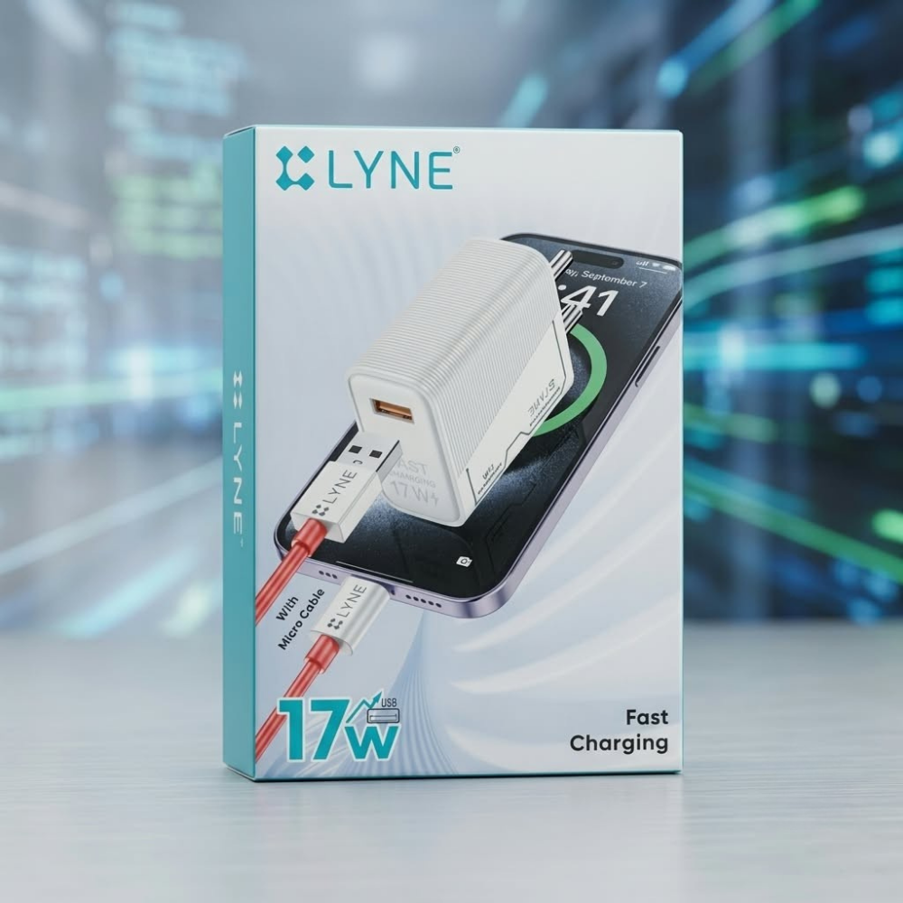 LYNE 17W USB Fast Charging Power Adapter with Micro Cable
