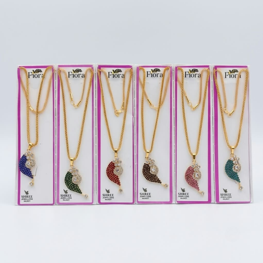  Curved Paisley Stone Pendant Chain Set (Pack of 6 Assorted Colors)