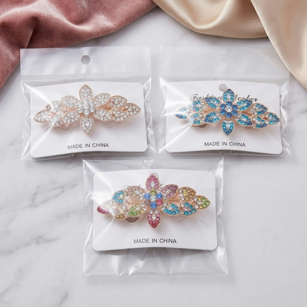 Elegant Barrettes with a Symmetrical Floral And Leaf Pattern